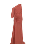 Abito lungo in georgette con drappeggio laterale e scollo asimmetrico - Monique Garçonne