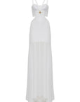 Abito lungo in tessuto effetto stropicciato e chiffon - Monique Garçonne