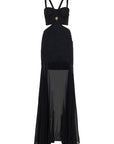 Abito lungo in tessuto effetto stropicciato e chiffon - Monique Garçonne