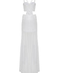 Abito lungo in tessuto effetto stropicciato e chiffon - Monique Garçonne