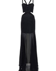 Abito lungo in tessuto effetto stropicciato e chiffon - Monique Garçonne