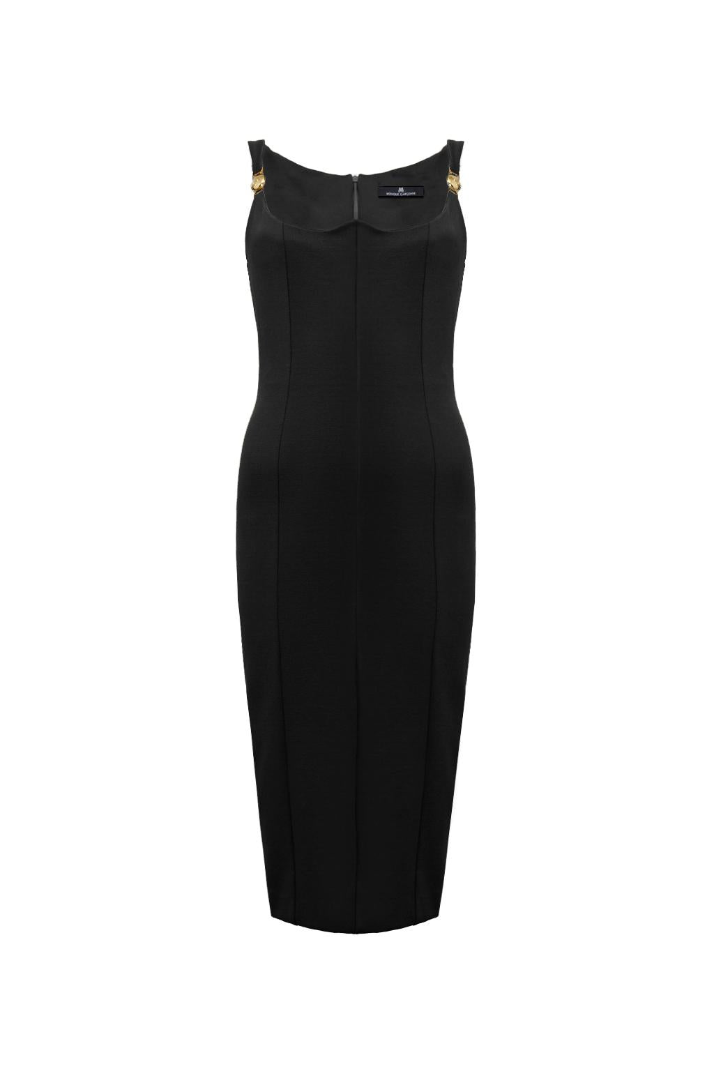 Abito midi aderente in tessuto twill tecnico manolana - Monique Garçonne