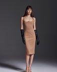 Abito midi aderente in tessuto twill tecnico manolana - Monique Garçonne