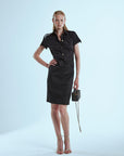 Abito tubino con abbottonatura polo in popeline di cotone - Monique Garçonne