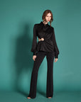Blusa manica lunga in raso - Monique Garçonne