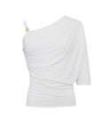 Blusa monospalla drappeggiata in jersey - Monique Garçonne