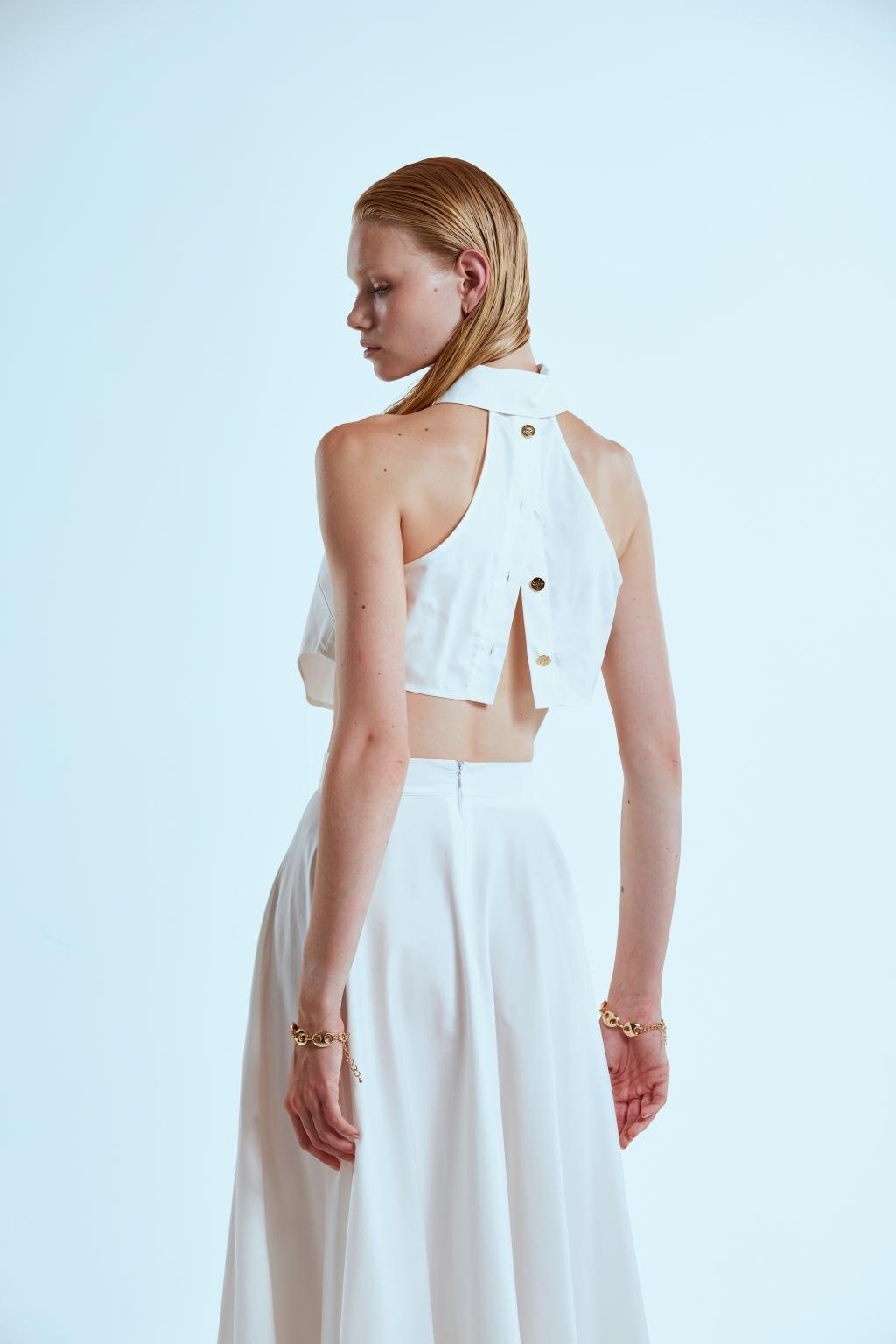 Camicia crop in popeline di cotone - Monique Garçonne