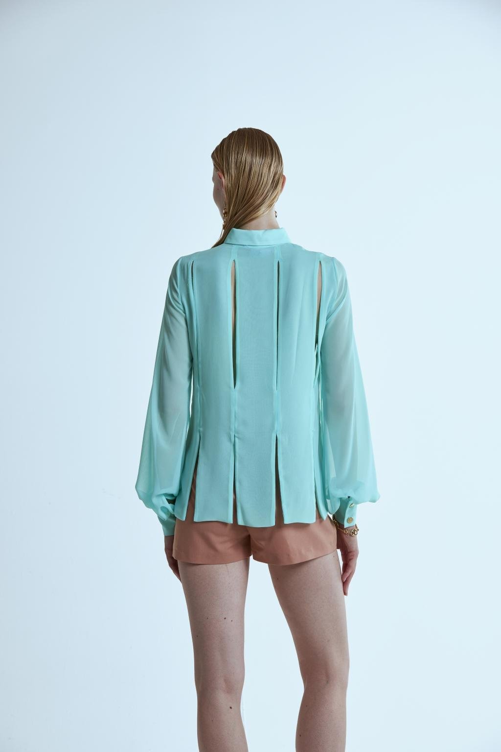 Camicia in georgette con motivo a spacchi sul dietro - Monique Garçonne