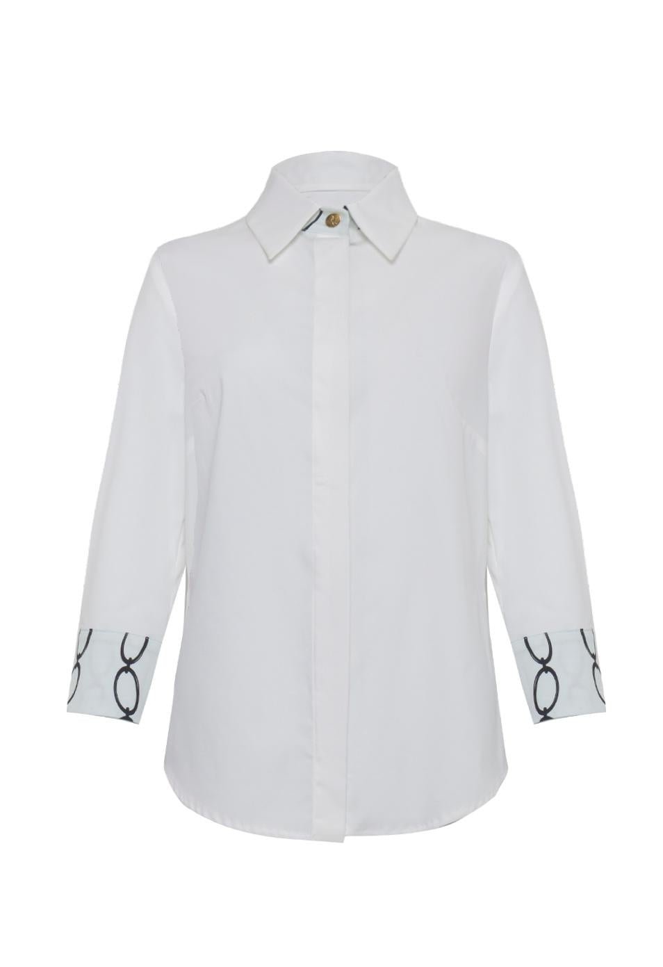 Camicia in popeline di cotone e profili stampati a contrasto - Monique Garçonne