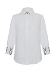 Camicia in popeline di cotone e profili stampati a contrasto - Monique Garçonne