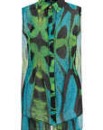 Camicia smanicata in chiffon stampato - Monique Garçonne