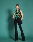 Camicia smanicata in chiffon stampato - Monique Garçonne
