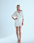 Mini dress drappeggiato con manica pipistrello in jersey