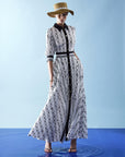 Maxi dress camicia in cotone stampato