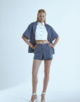 Giacca camicia in cotone stampato