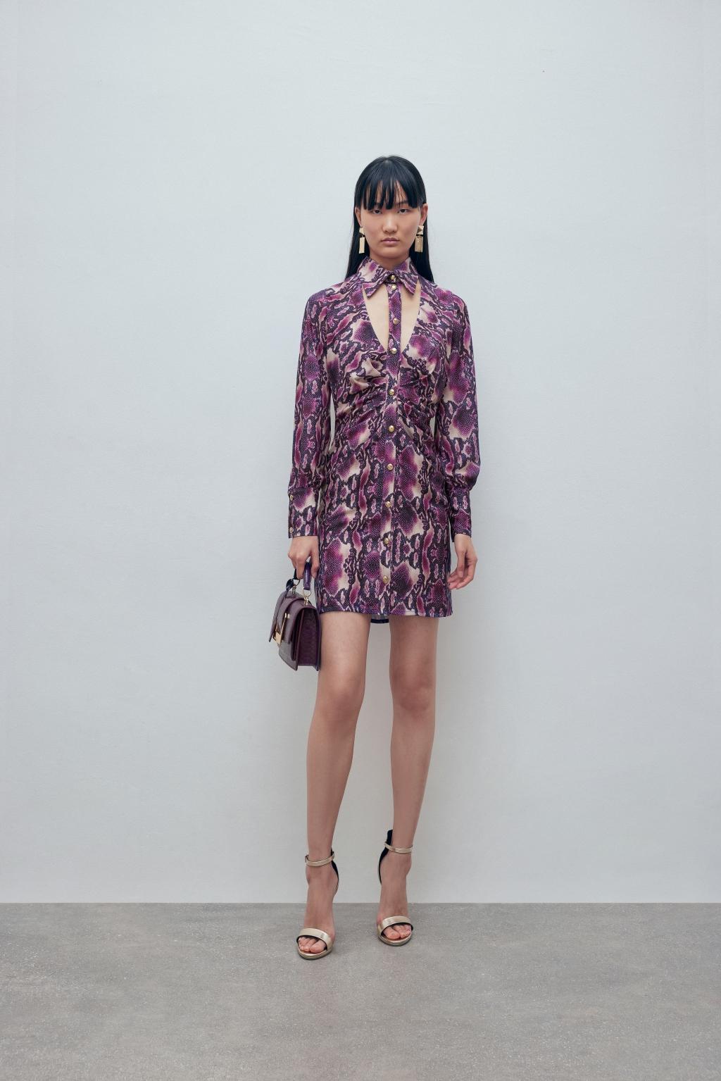 Abito camicia in tripla georgette stampata