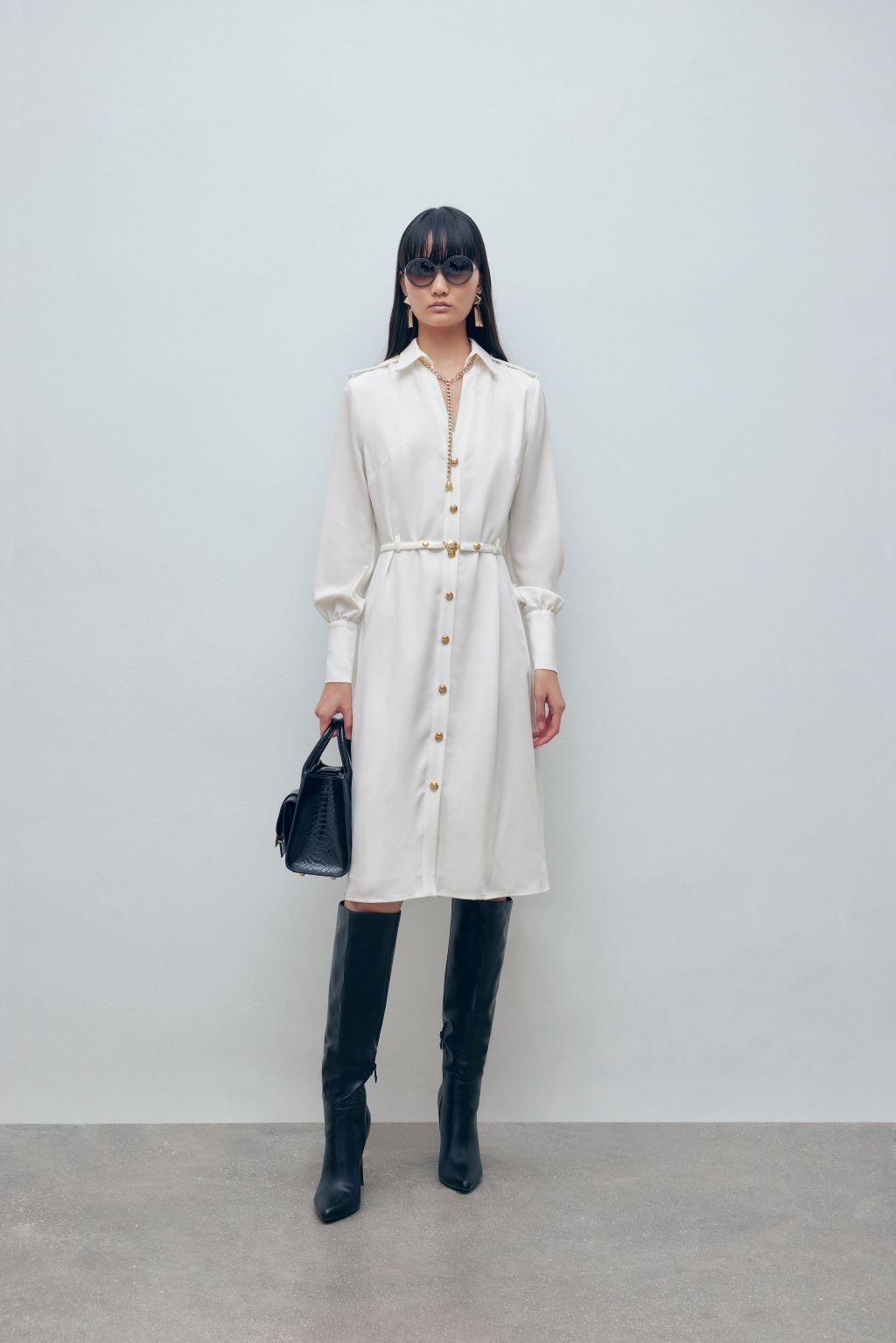 Abito chemisier in tripla crepe