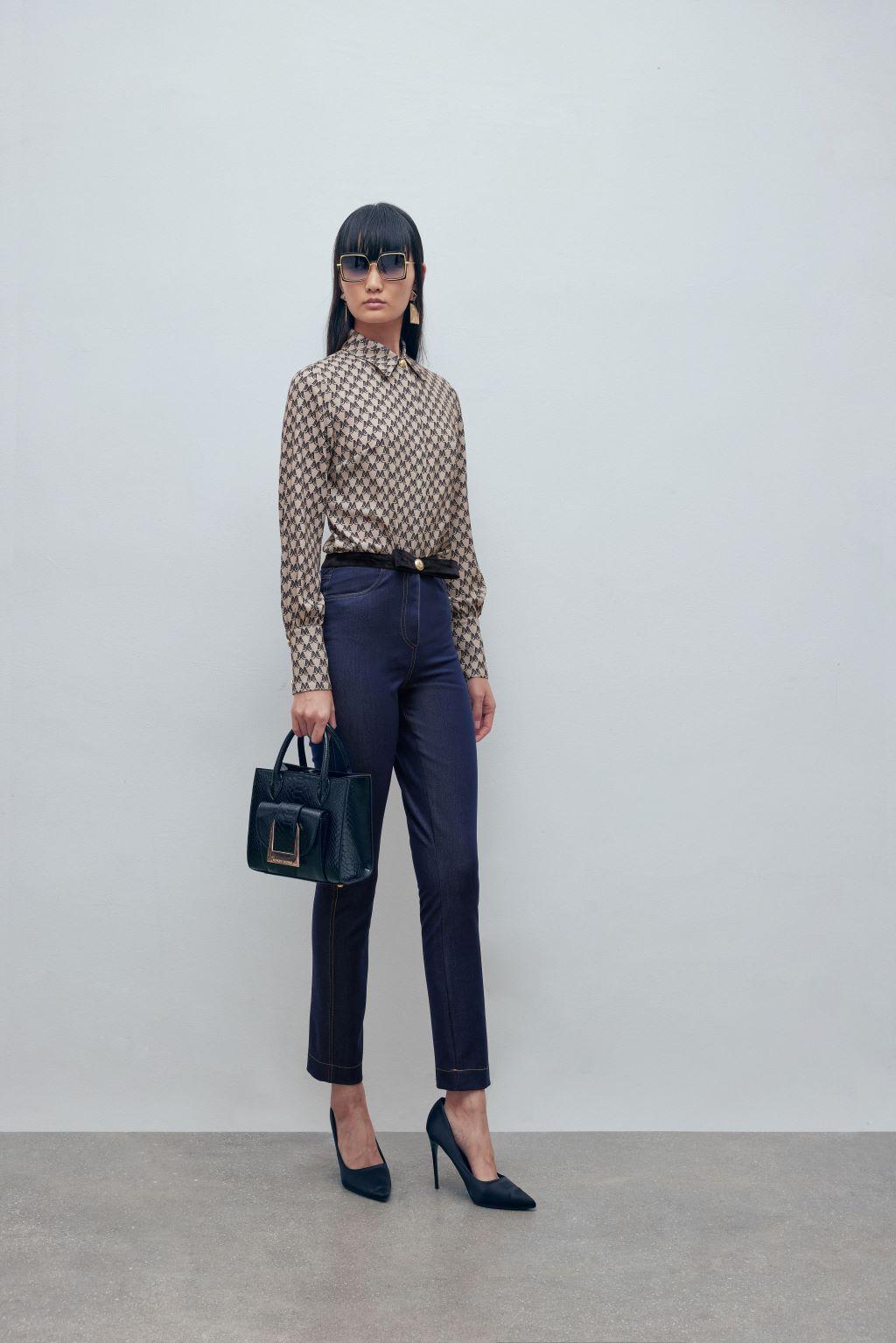 Camicia in tripla georgette stampata