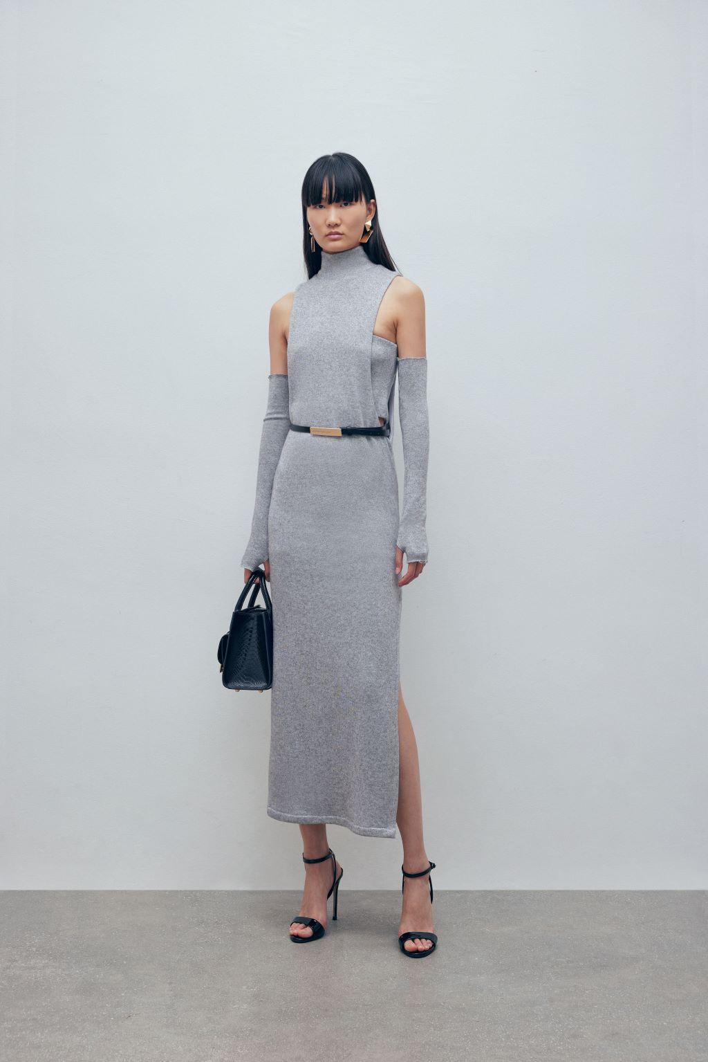 Top corto a fascia in maglia jersey lurex