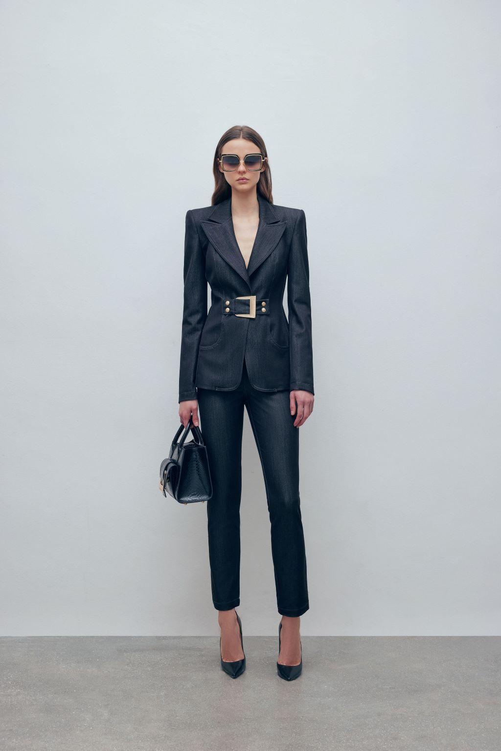 Giacca slim monopetto in tessuto denin