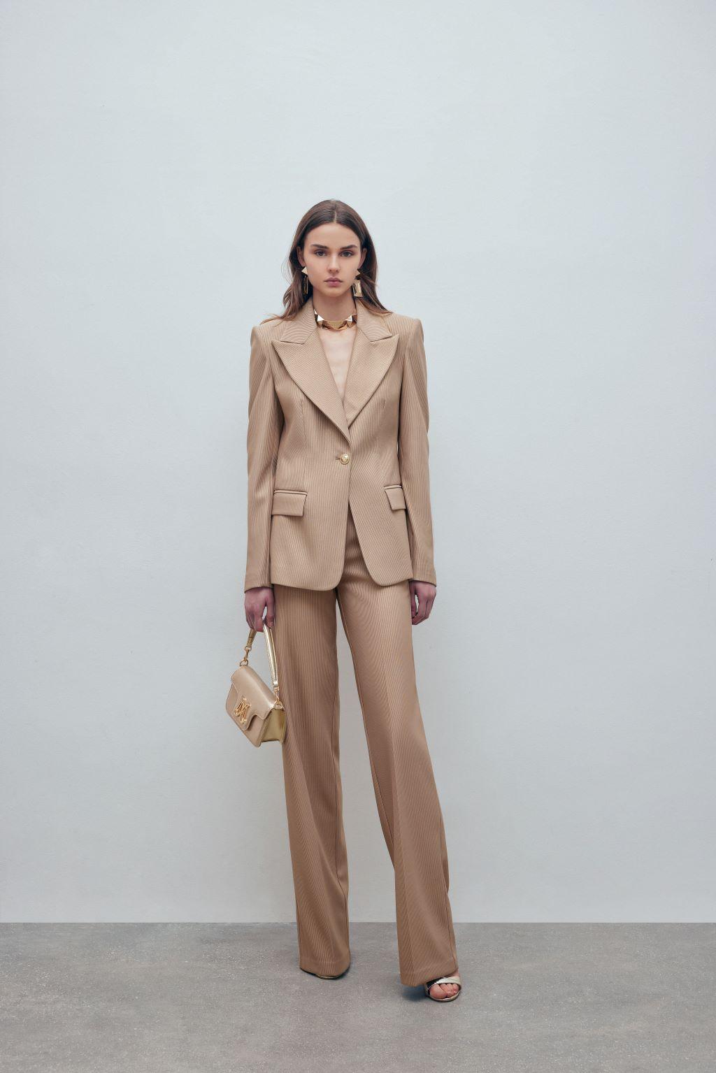 Giacca monopetto in velluto a coste con lamina oro