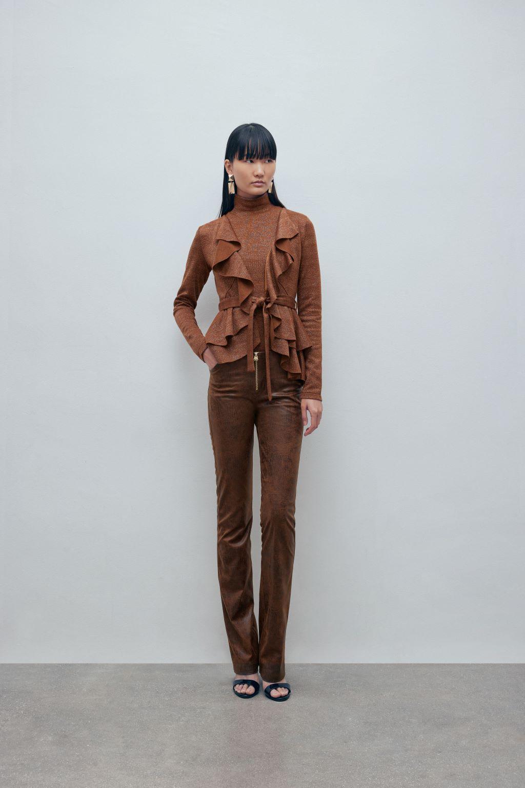 Cardigan corto in maglia jersey lurex