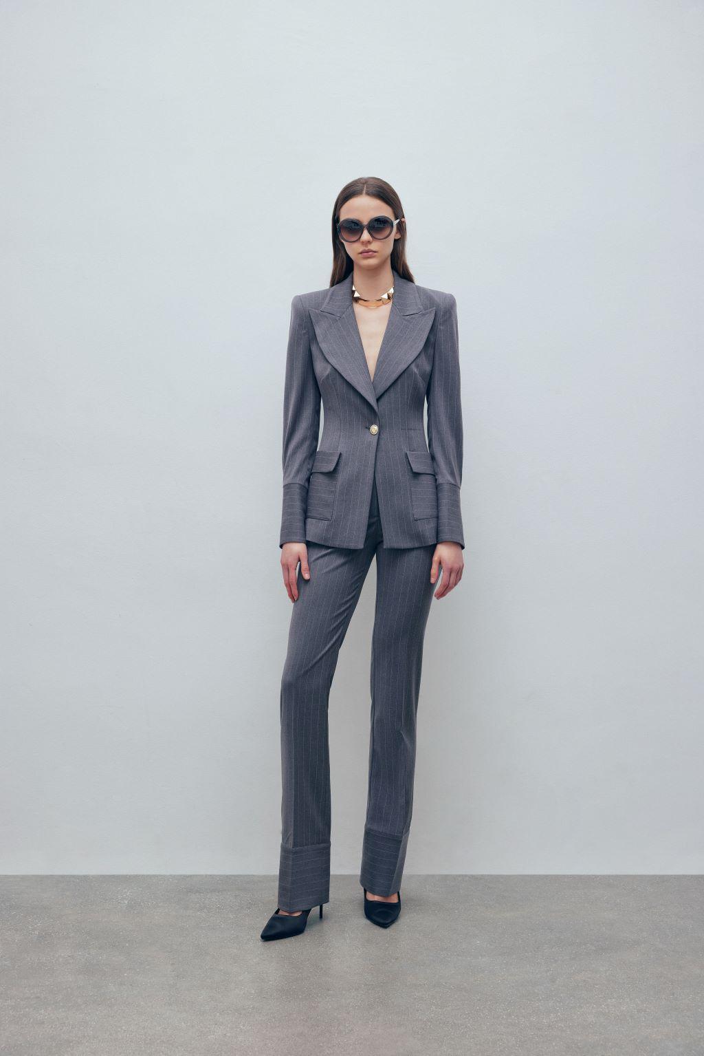 Pantalone in poliviscosa gessata