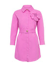 Mini dress camicia con fiore a rilievo in popeline