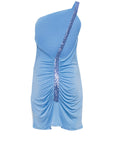 Mini dress monospalla aderente con bretella in paillettes realizzato in jersey