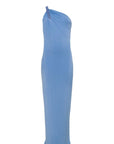 Abito lungo monospalla aderente in jersey con bretella in paillettes