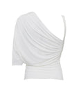 Blusa monospalla drappeggiata in jersey