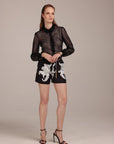 Camicia in pizzo di rete