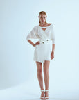 Mini dress drappeggiato con manica pipistrello in jersey - Monique Garçonne