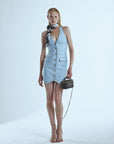 Mini dress gilet in tela denim - Monique Garçonne