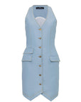 Mini dress gilet in tela denim - Monique Garçonne