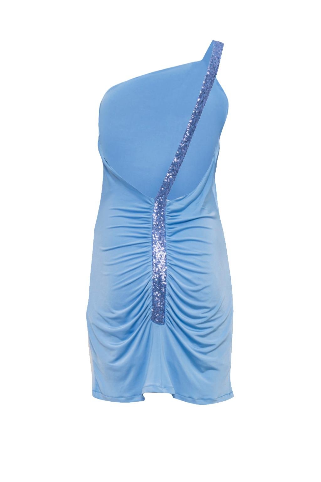 Mini dress monospalla aderente con bretella in paillettes realizzato in jersey - Monique Garçonne