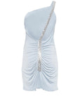 Mini dress monospalla aderente con bretella in paillettes realizzato in jersey - Monique Garçonne