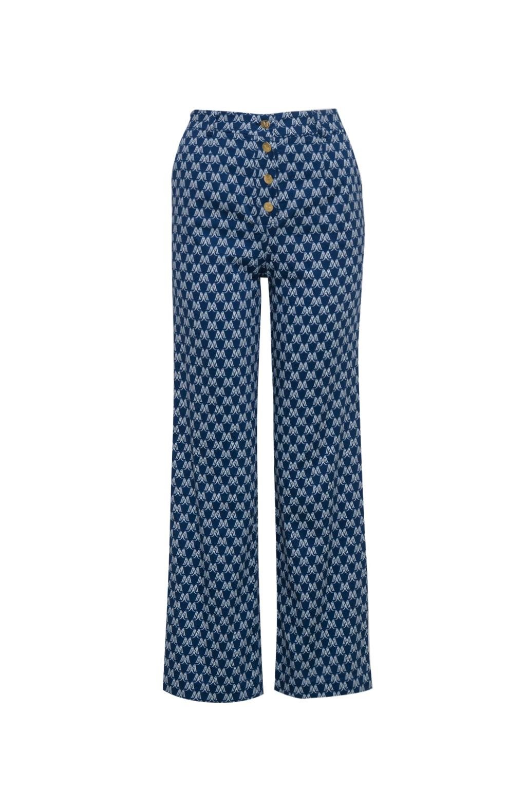 Pantalone palazzo alla caviglia in cotone stampato - Monique Garçonne