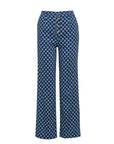 Pantalone palazzo alla caviglia in cotone stampato - Monique Garçonne