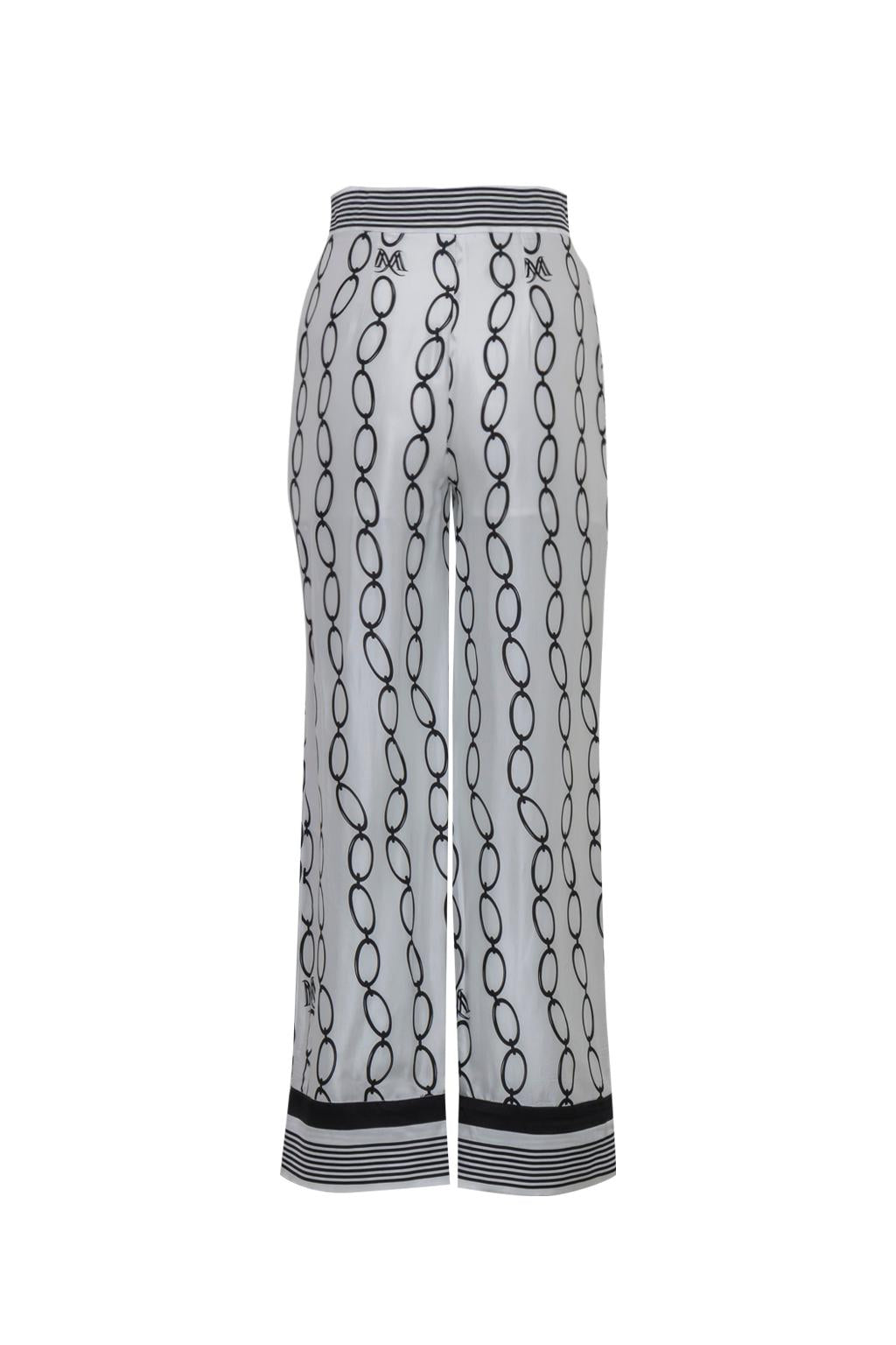 Pantalone palazzo alla caviglia in raso di viscosa stampato - Monique Garçonne