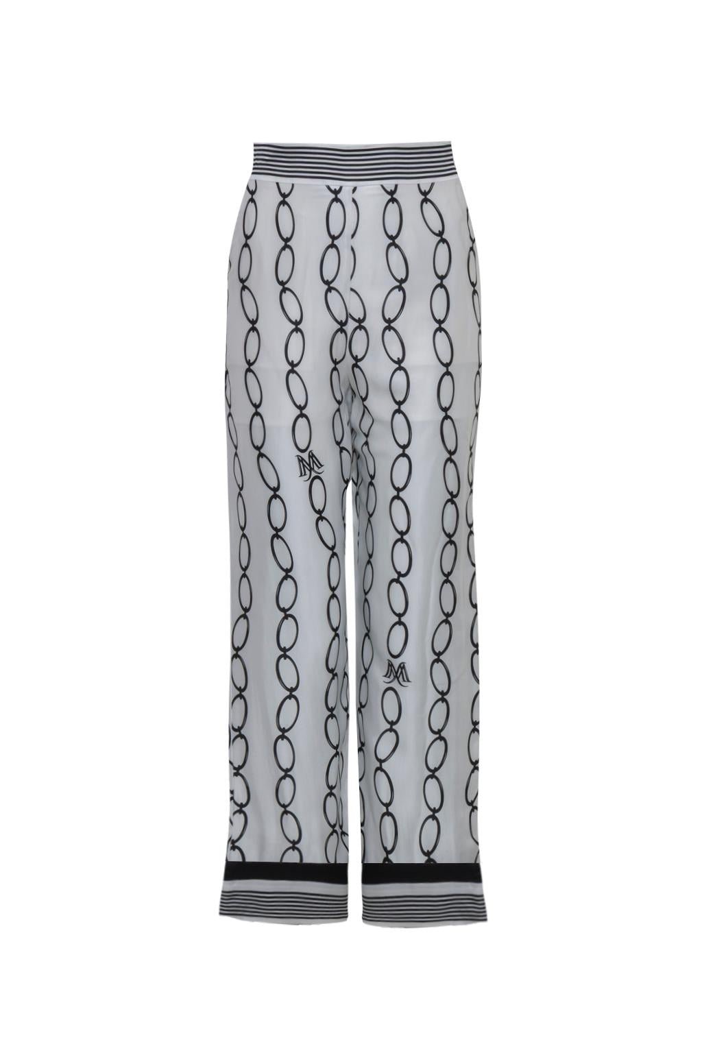 Pantalone palazzo alla caviglia in raso di viscosa stampato - Monique Garçonne