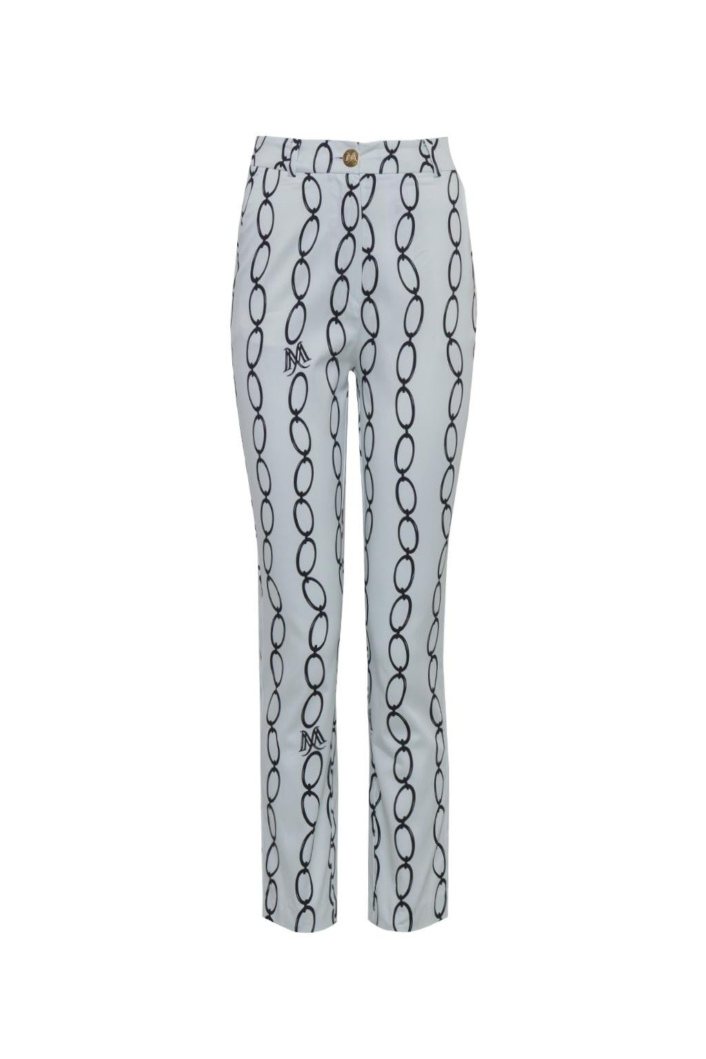 Pantalone slim in cotone stampato - Monique Garçonne