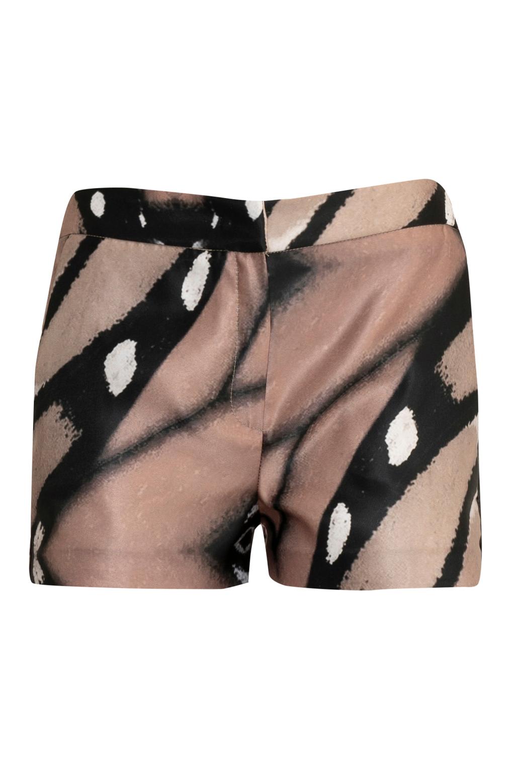 Shorts vita bassa in raso duchesse stampato - Monique Garçonne