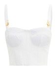 Top crop corsetto in tessuto effetto stropicciato - Monique Garçonne
