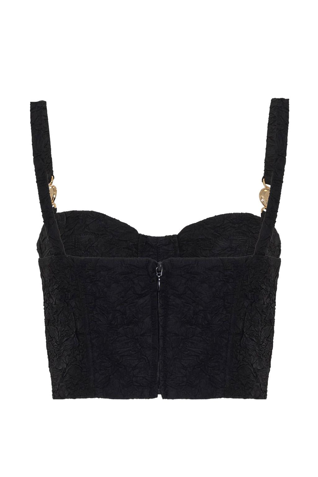 Top crop corsetto in tessuto effetto stropicciato - Monique Garçonne