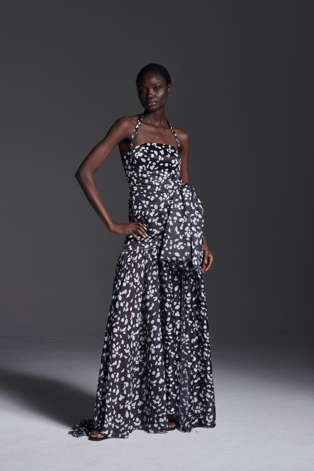 Abito lungo in chiffon stampato - Monique Garçonne