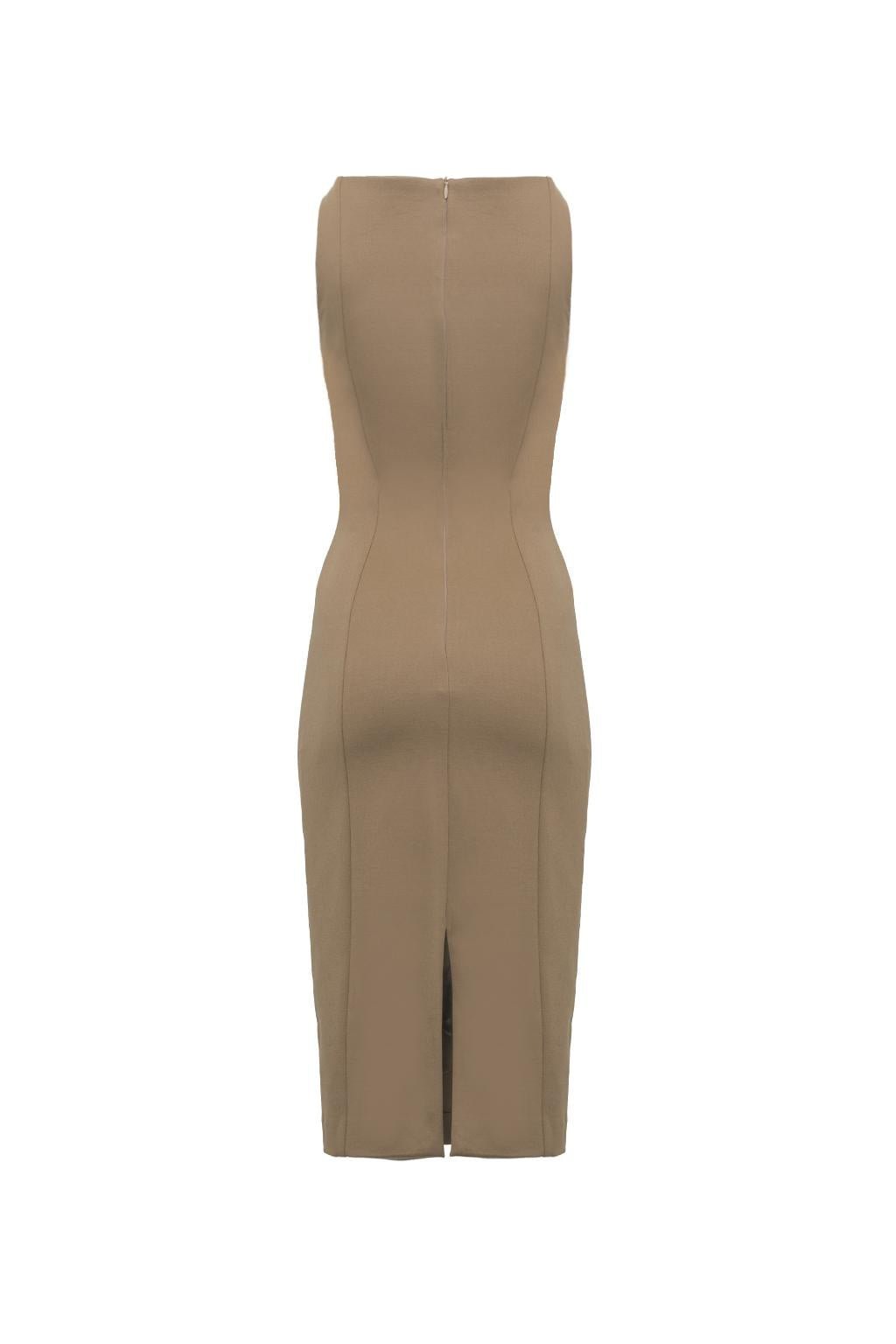 Abito midi aderente in tessuto twill tecnico manolana - Monique Garçonne