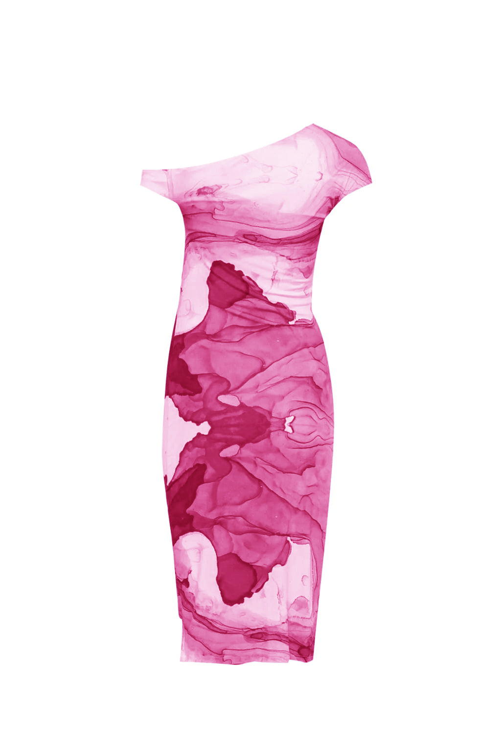 Abito tubino monospalla elegante in stampa Ocean (PROPOSTA)