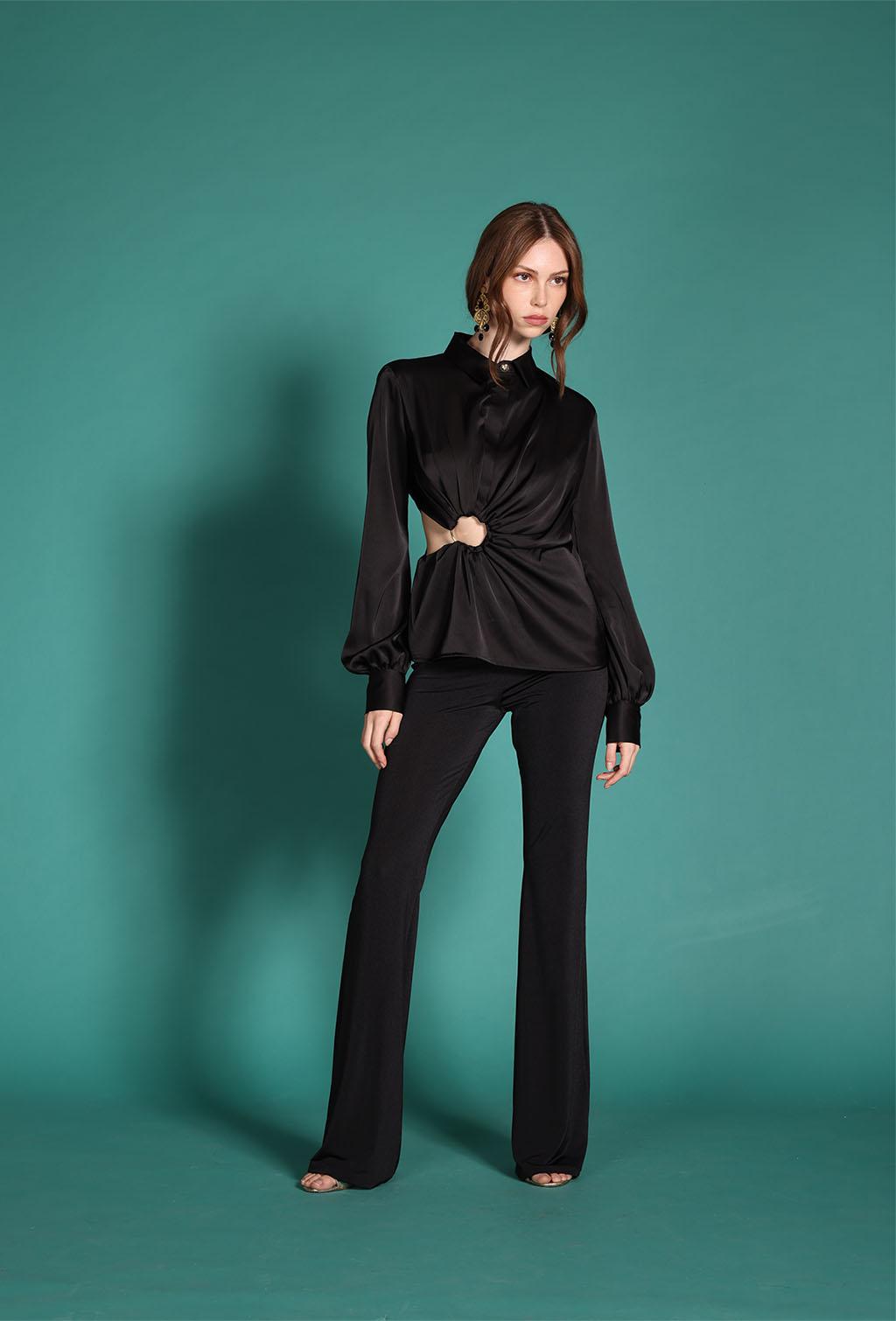 Blusa manica lunga in raso - Monique Garçonne
