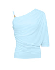 Blusa monospalla drappeggiata con taglio asimmetrico (Proposta)